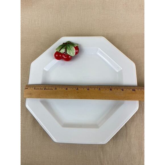 Mikasa Blanc De Blanc Serving Brunch Plate with Dimensional Cherries - Picture 9 of 9